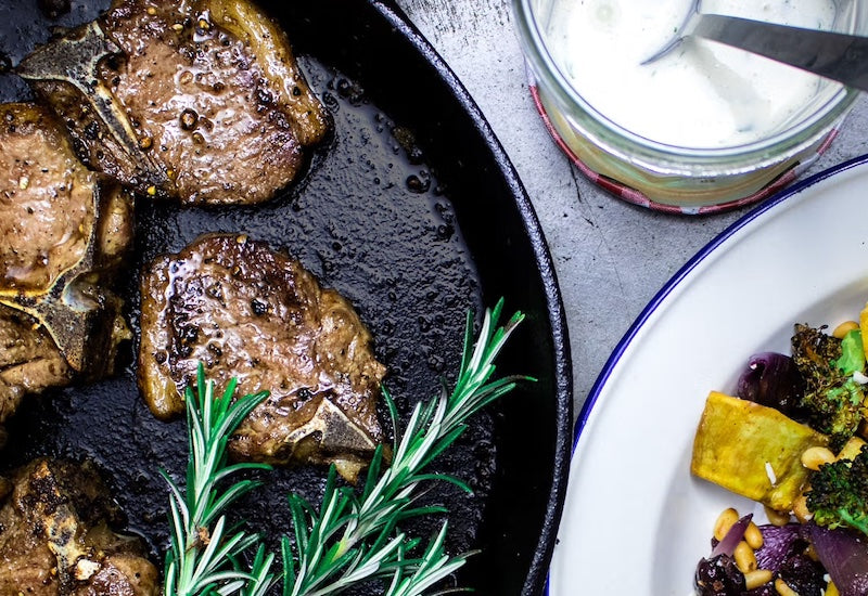 Lamb Loin Chops with Roast Veggie Salad